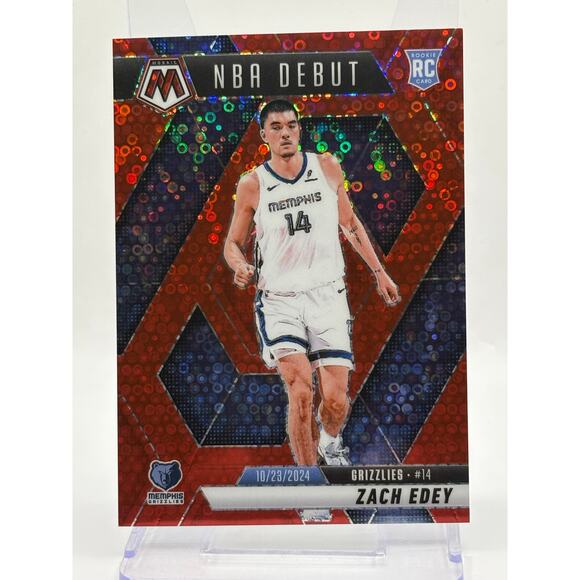 2024-25 Mosaic Zach Edey Rookie NBA Debut Red Disco Refractor 22/99 SP Grizzlies - Picture 1 of 2